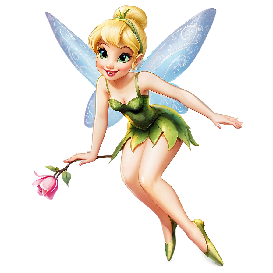 Tinkerbell With Flowers Png Edk PNG Image