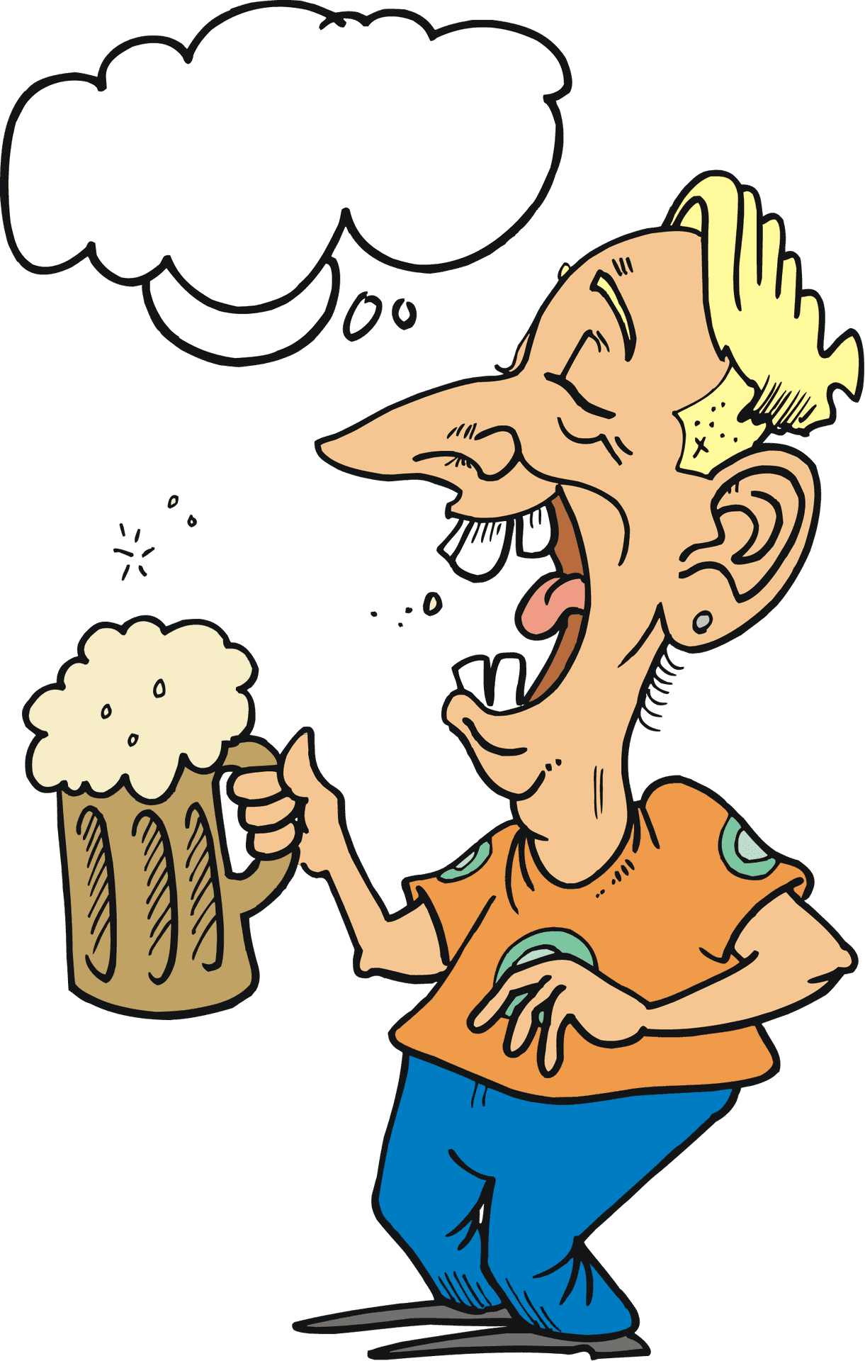 Tipsy Cartoon Man With Beer PNG Image