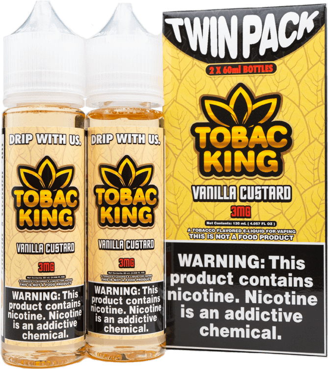 Tobac King Vanilla Custard Vape Juice Twin Pack PNG Image