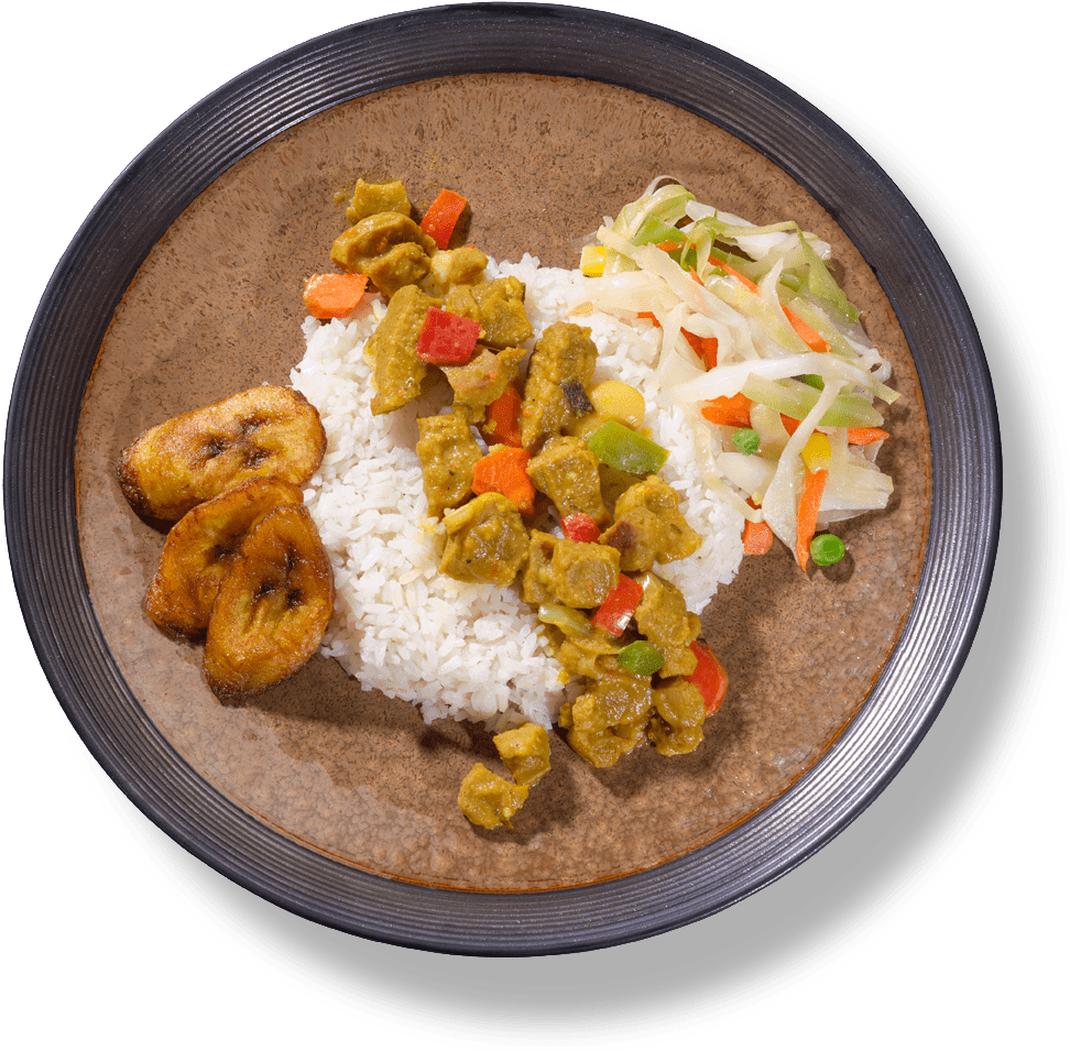 Tofu Currywith Riceand Plantains PNG Image