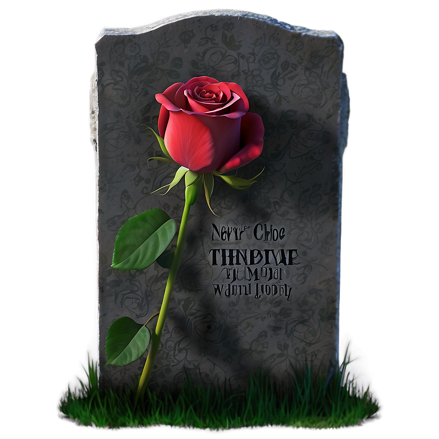 Tombstone With Rose Png 05252024 PNG Image