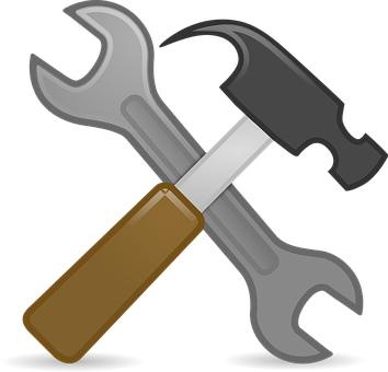 Tools Crossed Hammer Wrench Icon PNG Image