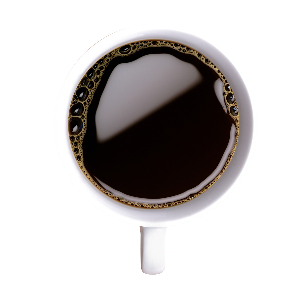 Top View Black Coffeein White Cup PNG Image