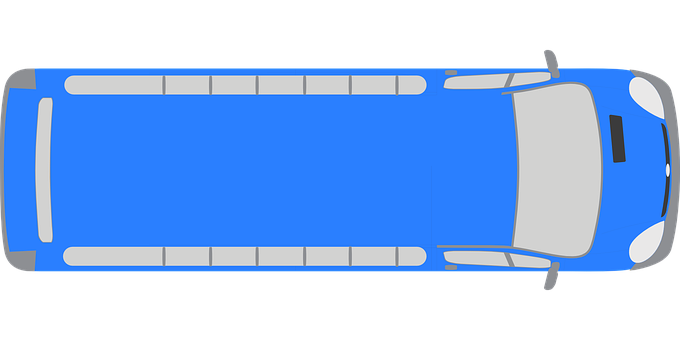 Top View Blue Bus Graphic PNG Image