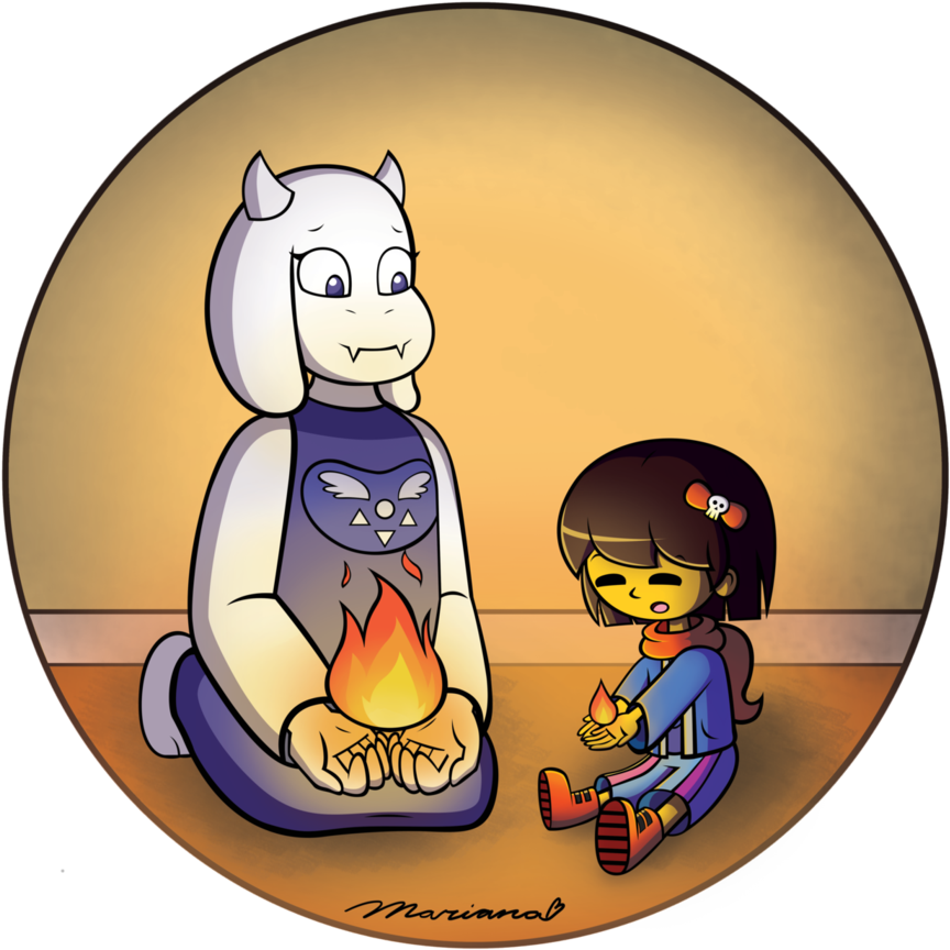 Torieland Frisk Campfire Moment PNG Image