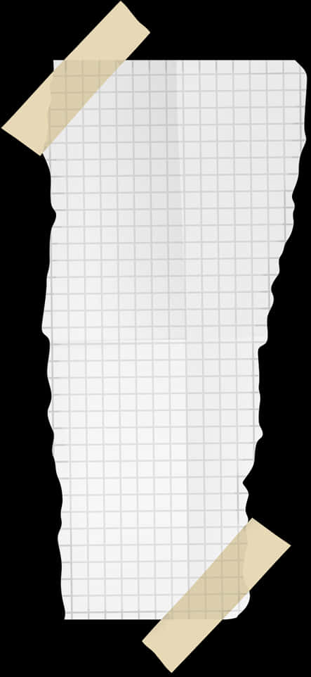 Torn Grid Paperwith Tape PNG Image