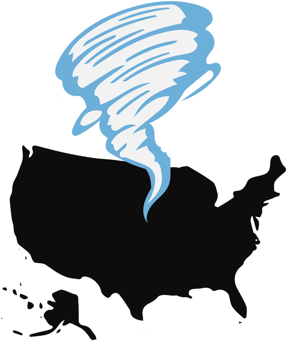 Tornado Over U S A Map PNG Image