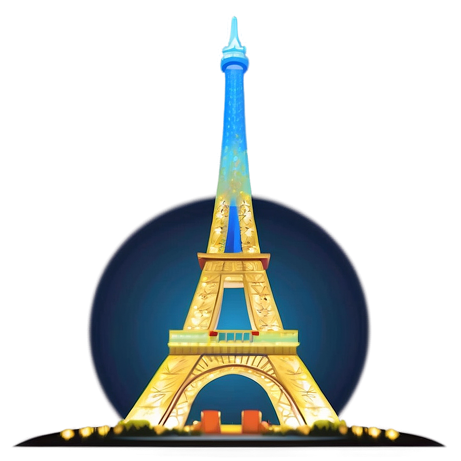 Torre Eiffel Illuminated At Night Png Cfw PNG Image