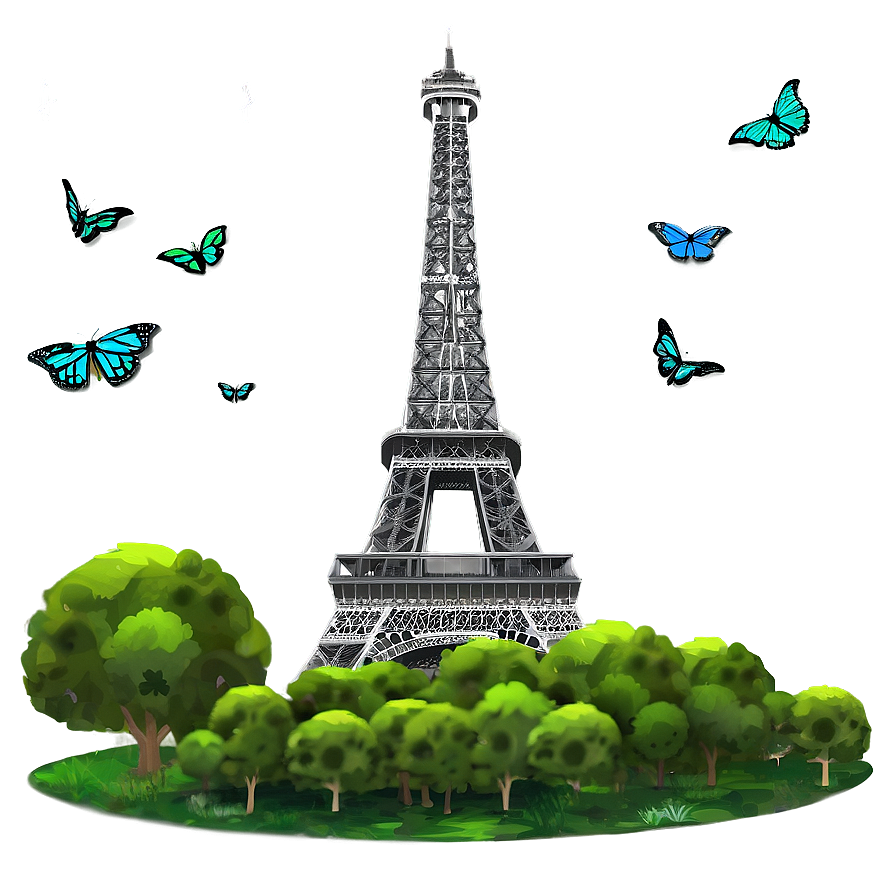 Torre Eiffel Surrounded By Greenery Png 98 PNG Image