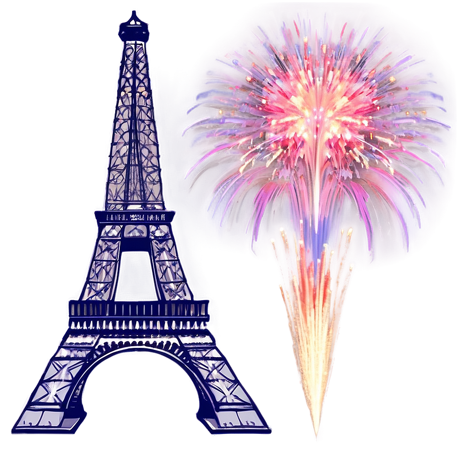 Torre Eiffel With Fireworks Display Png Wwd59 PNG Image