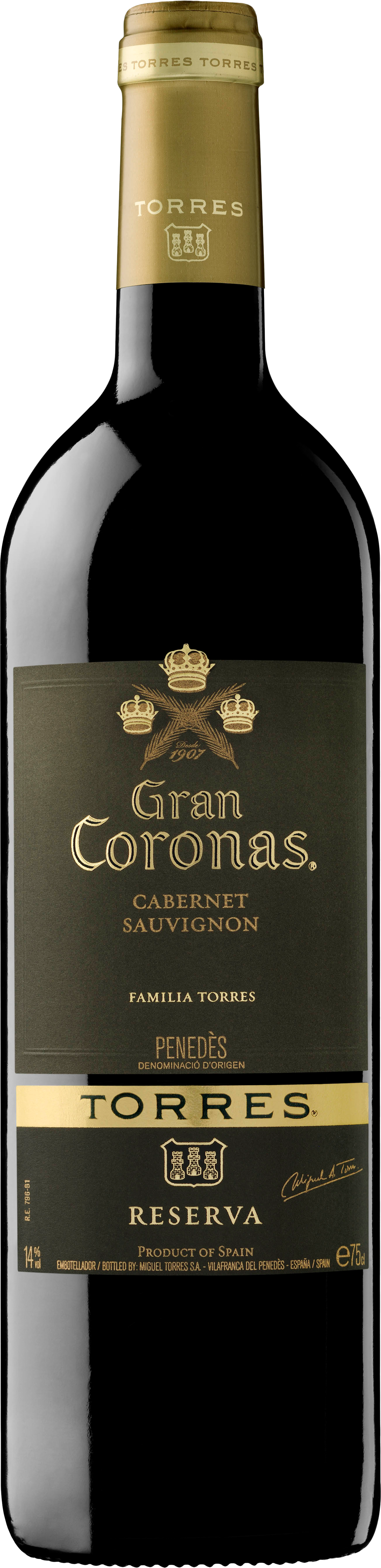 Torres Gran Coronas Cabernet Sauvignon Bottle PNG Image