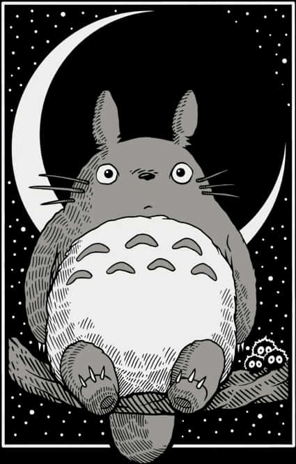 Totoro Moonlight Illustration PNG Image