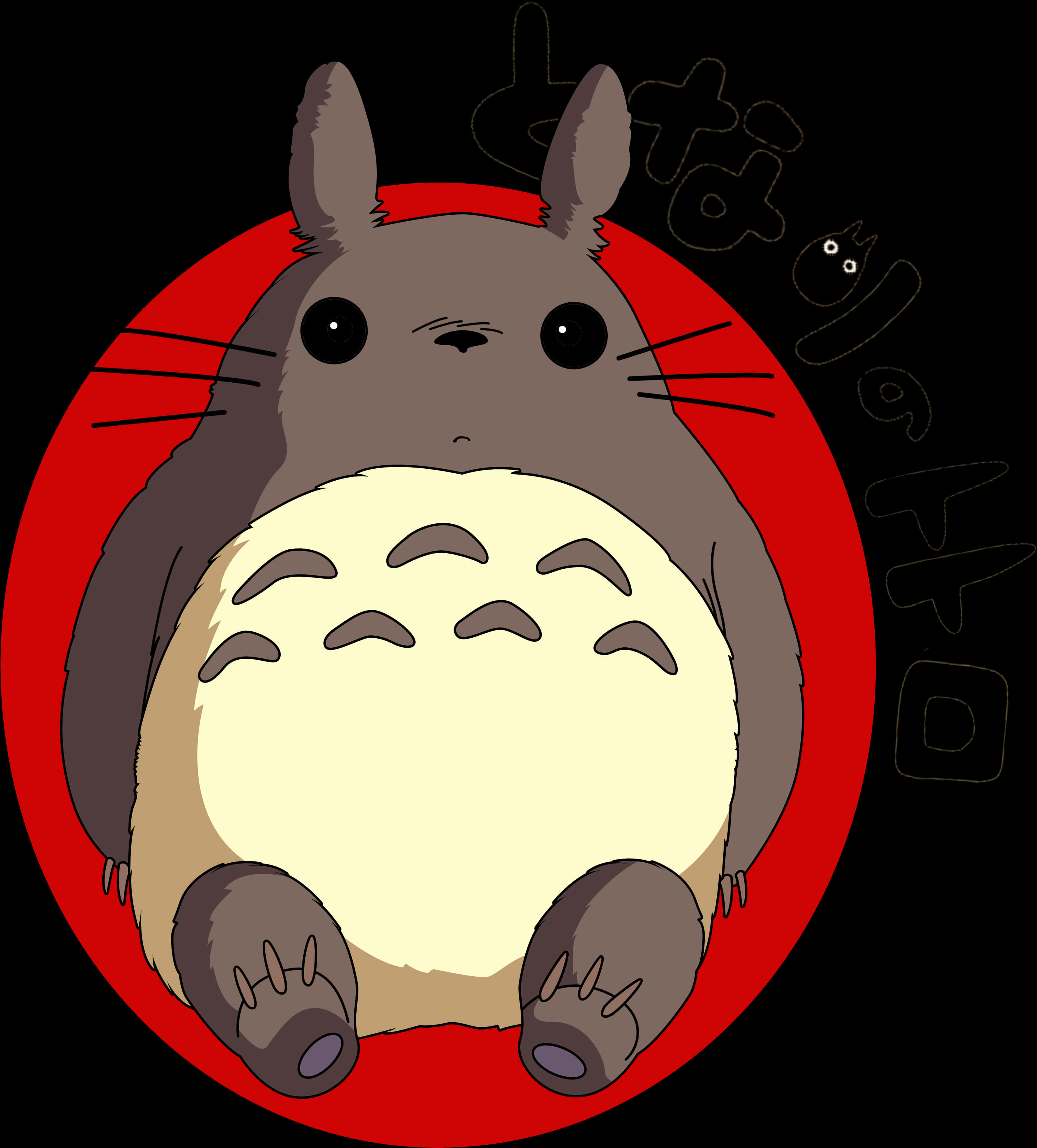 Totoro Red Background Art PNG Image