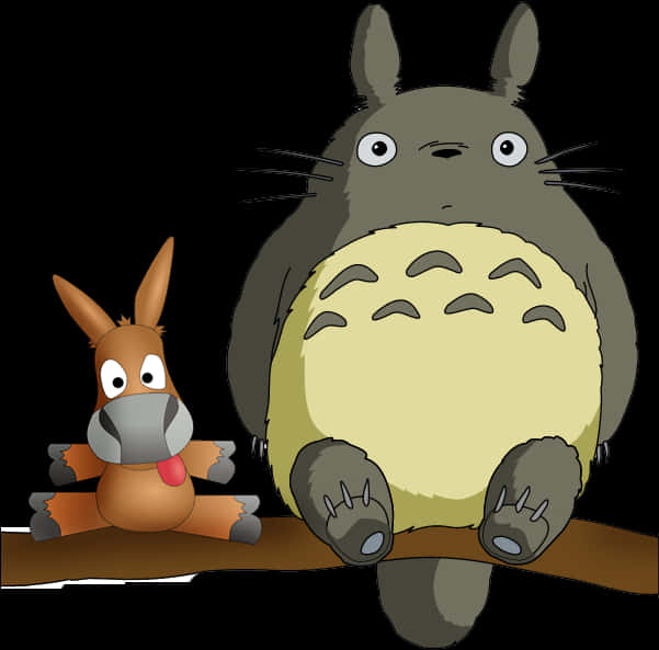 Totoroand Friend Cartoon PNG Image