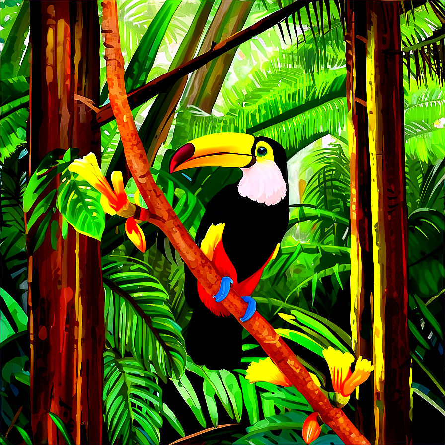 Toucan In The Rainforest Png Wfs68 PNG Image