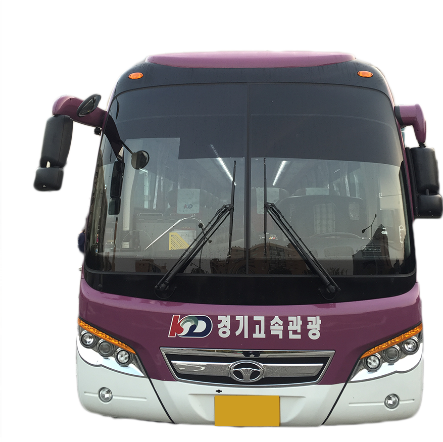 Tour Bus Front View Korean Text PNG Image