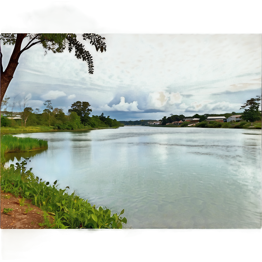 Town Riverfront View Png Wri PNG Image