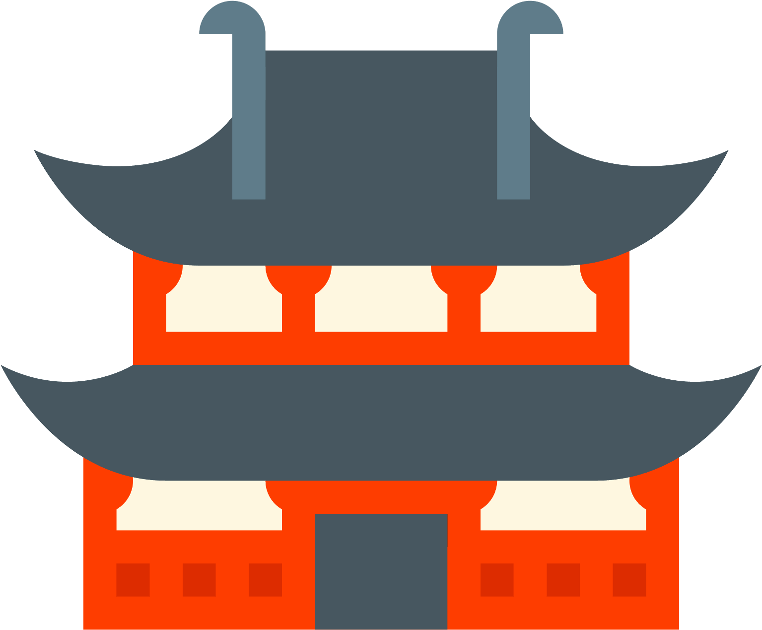 Traditional Asian Temple Illustration PNG Image