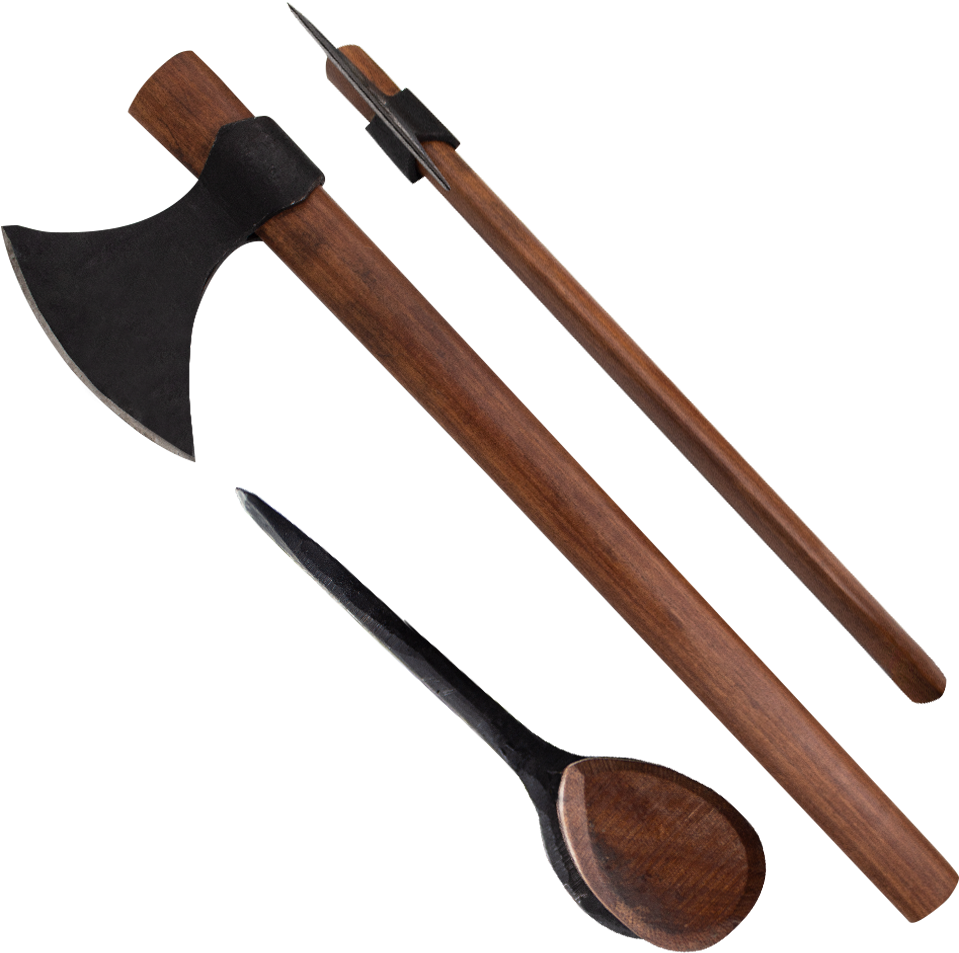 Traditional Axeand Wooden Tools PNG Image