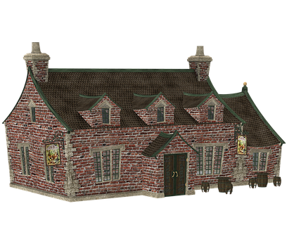 Traditional Brick House3 D Model PNG Image