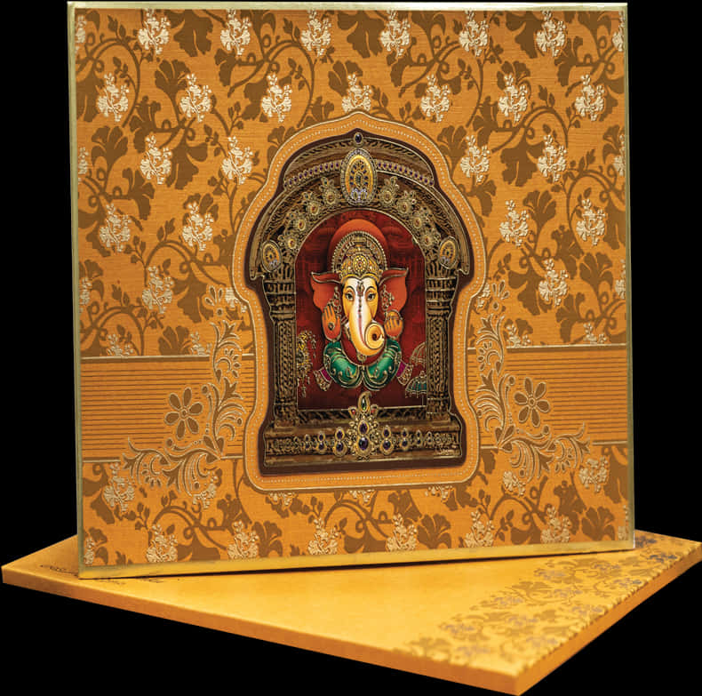 Traditional Ganesh Wedding Card PNG Image