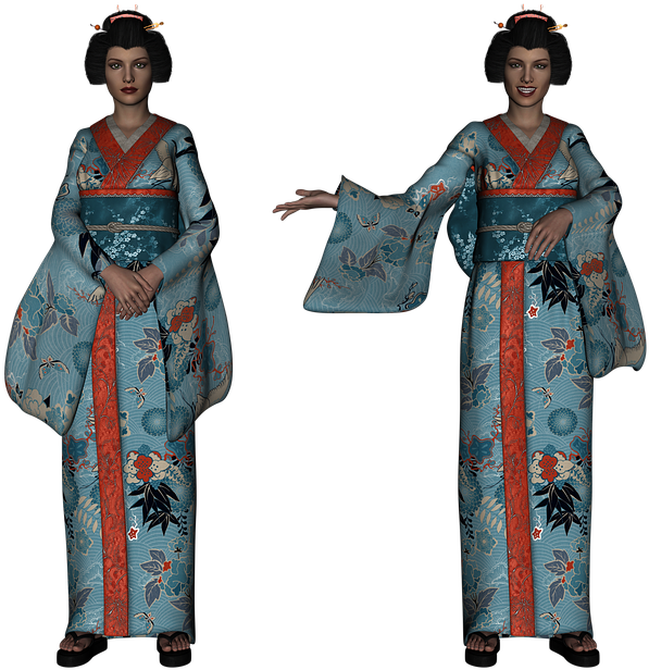 Traditional Geishain Kimono PNG Image