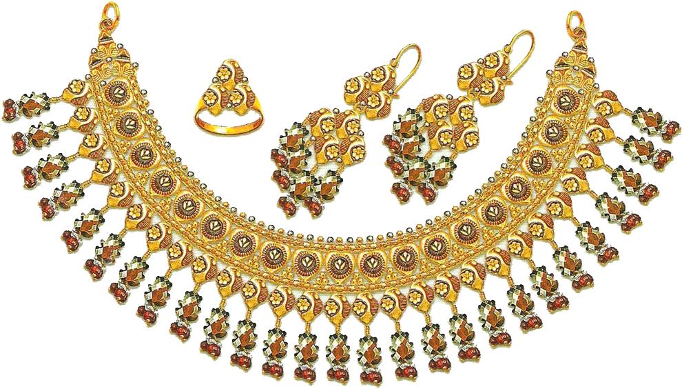 Traditional Gold Jewelry Set PNG Image