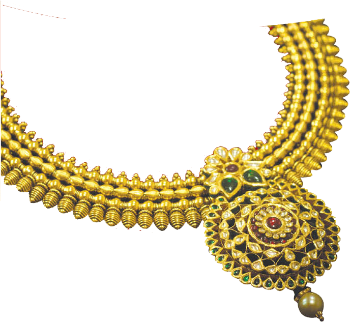 Traditional Gold Necklace Design PNG Image