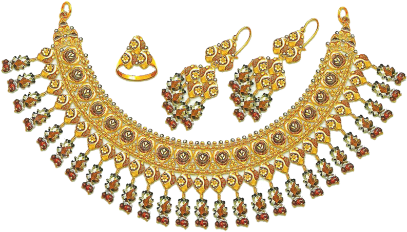 Traditional Gold Plated Jewelry Set PNG Image