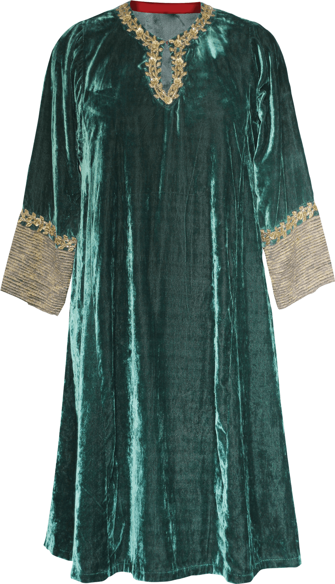 Traditional Green Velvet Kurta PNG Image