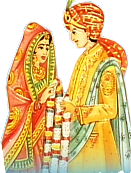 Traditional Hindu Wedding Couple Illustration PNG Image