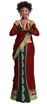 Traditional Indian Attire Woman PNG Image