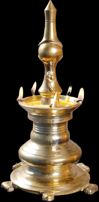 Traditional Indian Brass Lamp PNG Image