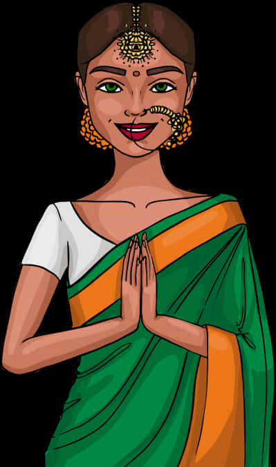 Traditional_ Indian_ Girl_ Animated_ Character PNG Image