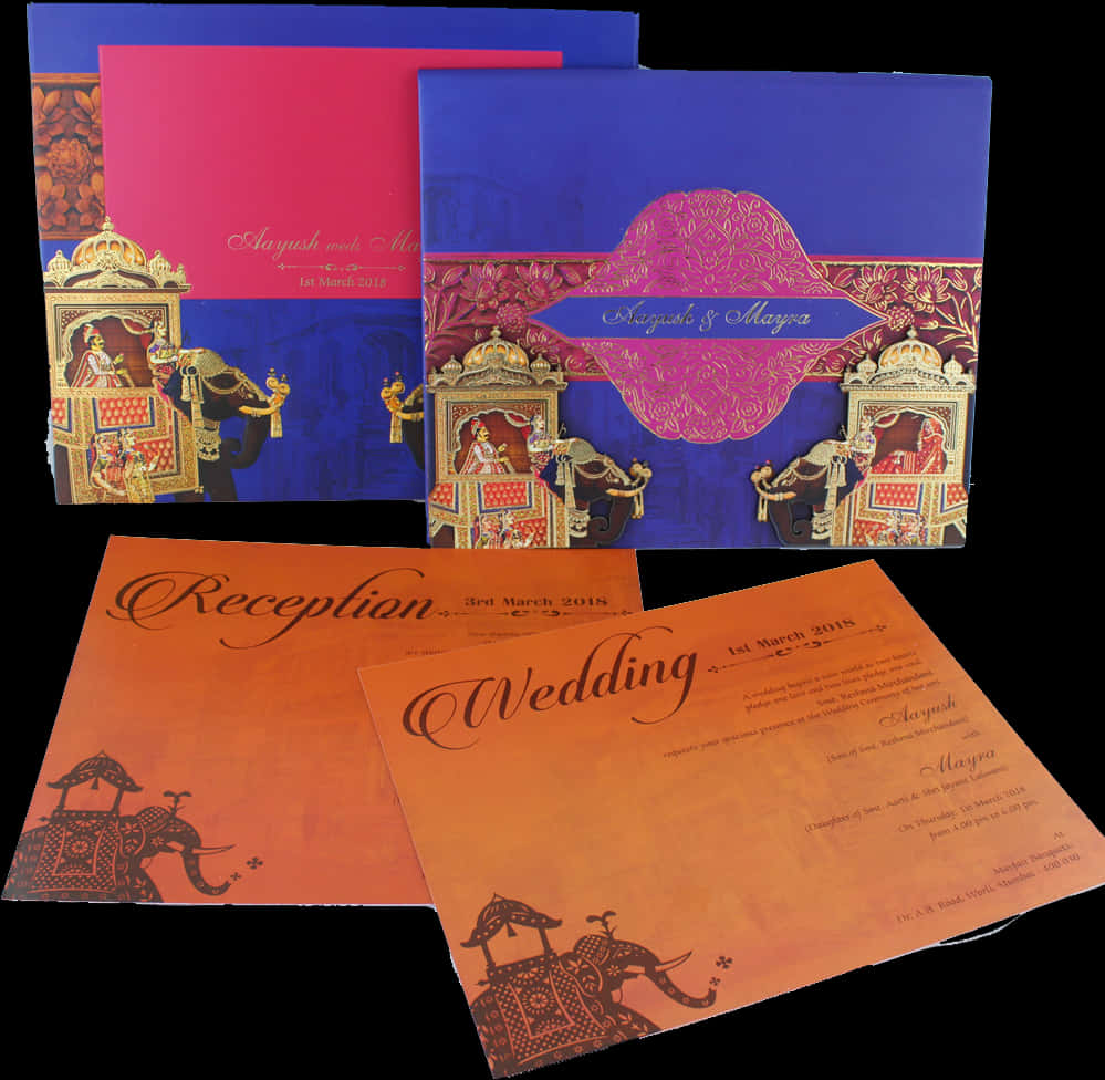 Traditional Indian Wedding Invitation Cards PNG Image