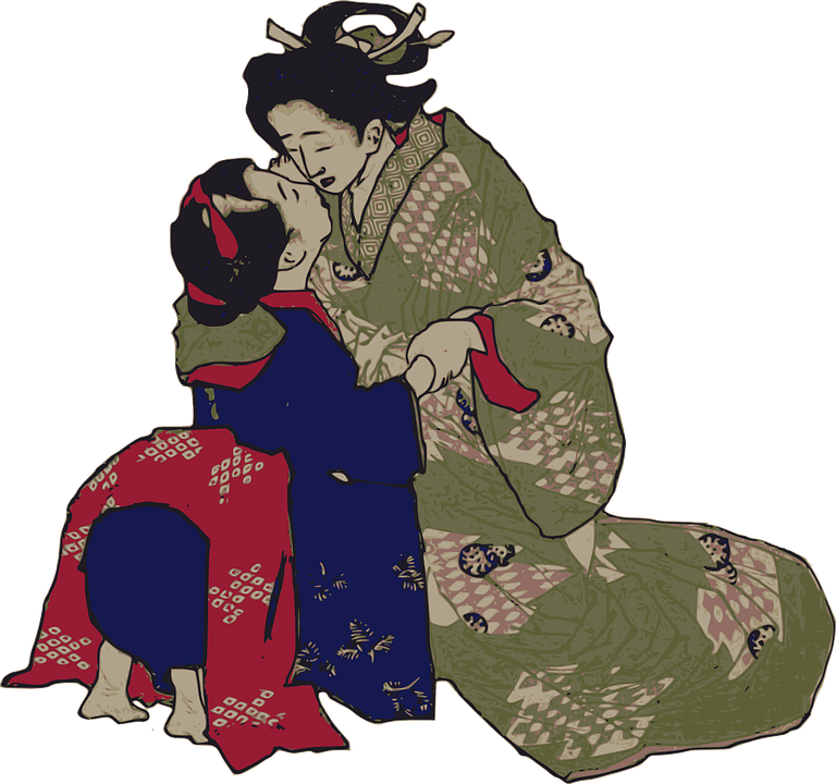 Traditional Japanese Geisha Art PNG Image