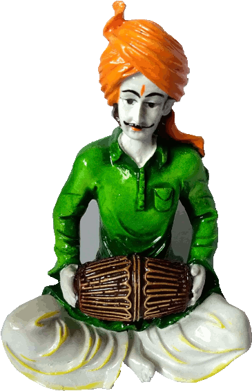 Traditional Rajasthani Man Playing Dholak PNG Image