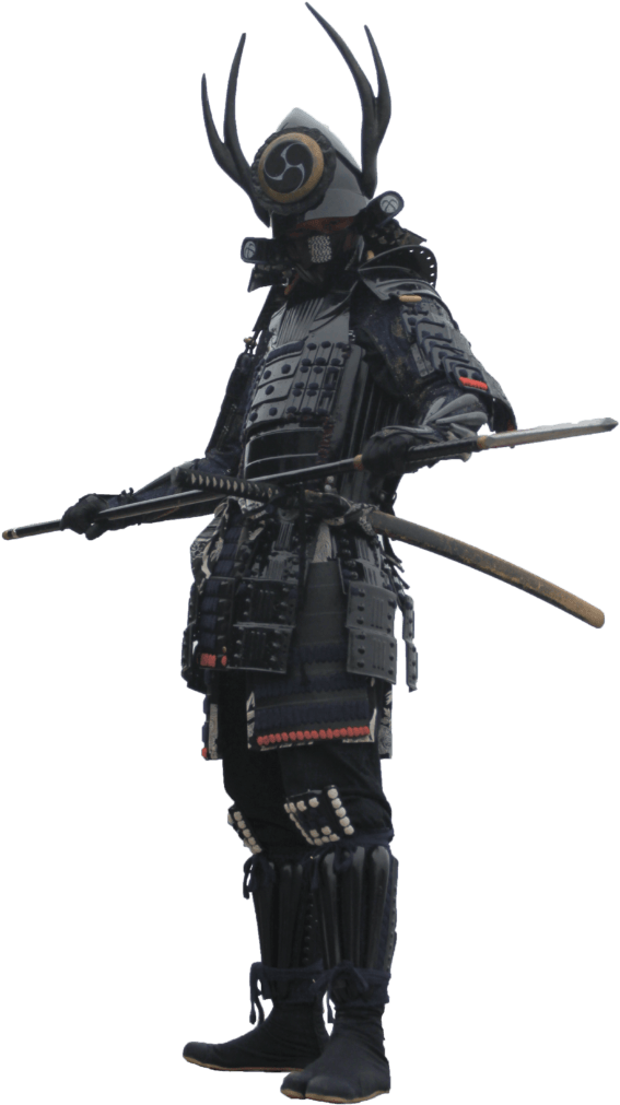 Traditional Samurai Armor Pose PNG Image