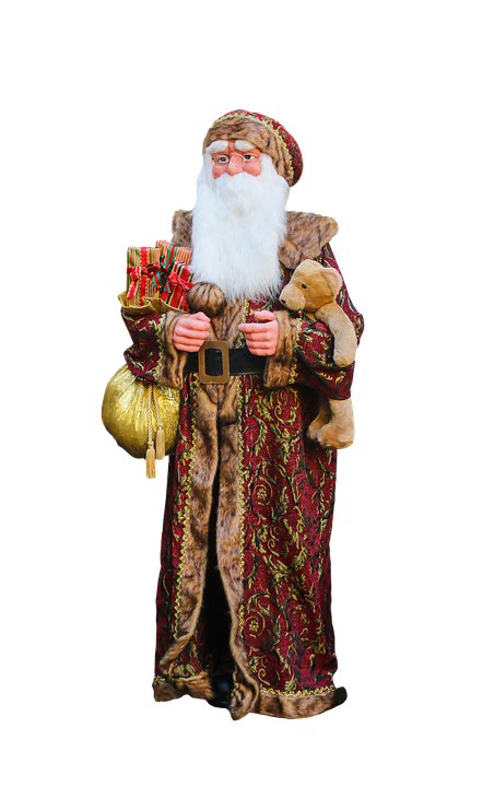 Traditional Santa Claus Figurinewith Gifts PNG Image