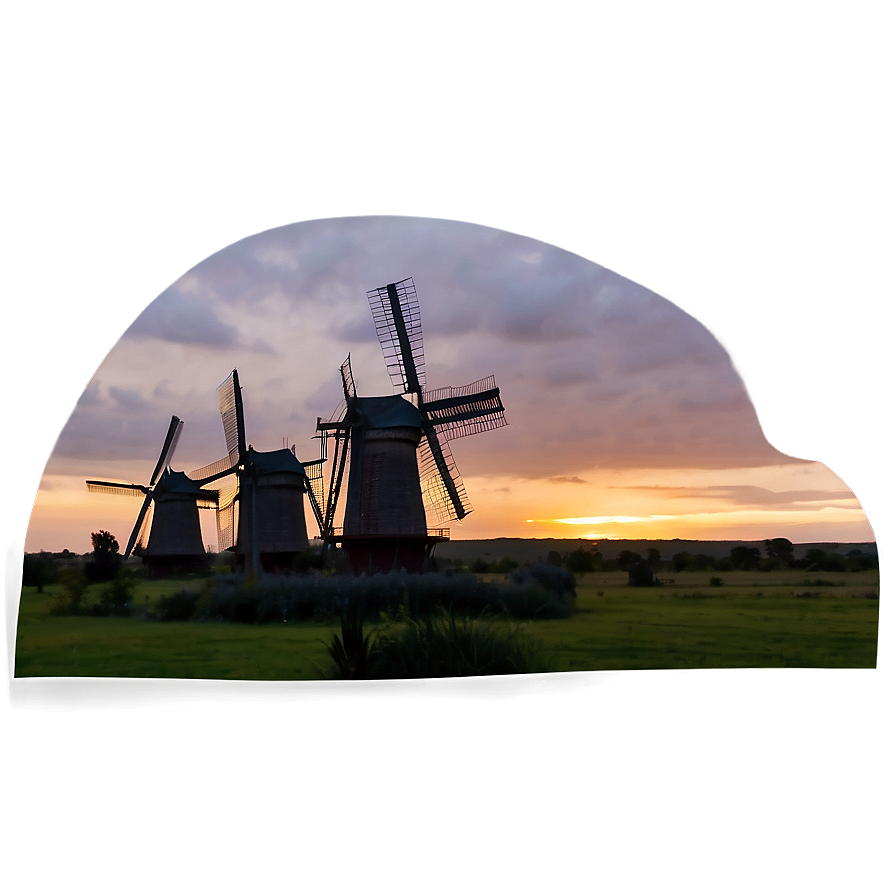 Traditional Windmills At Sunset Photo Png Vam70 PNG Image