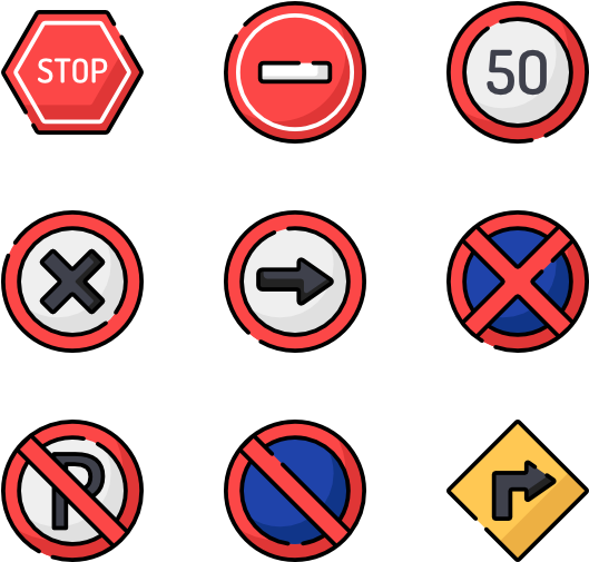 Traffic Signs Collection Illustration PNG Image