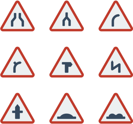 Traffic Warnings Signs Set PNG Image