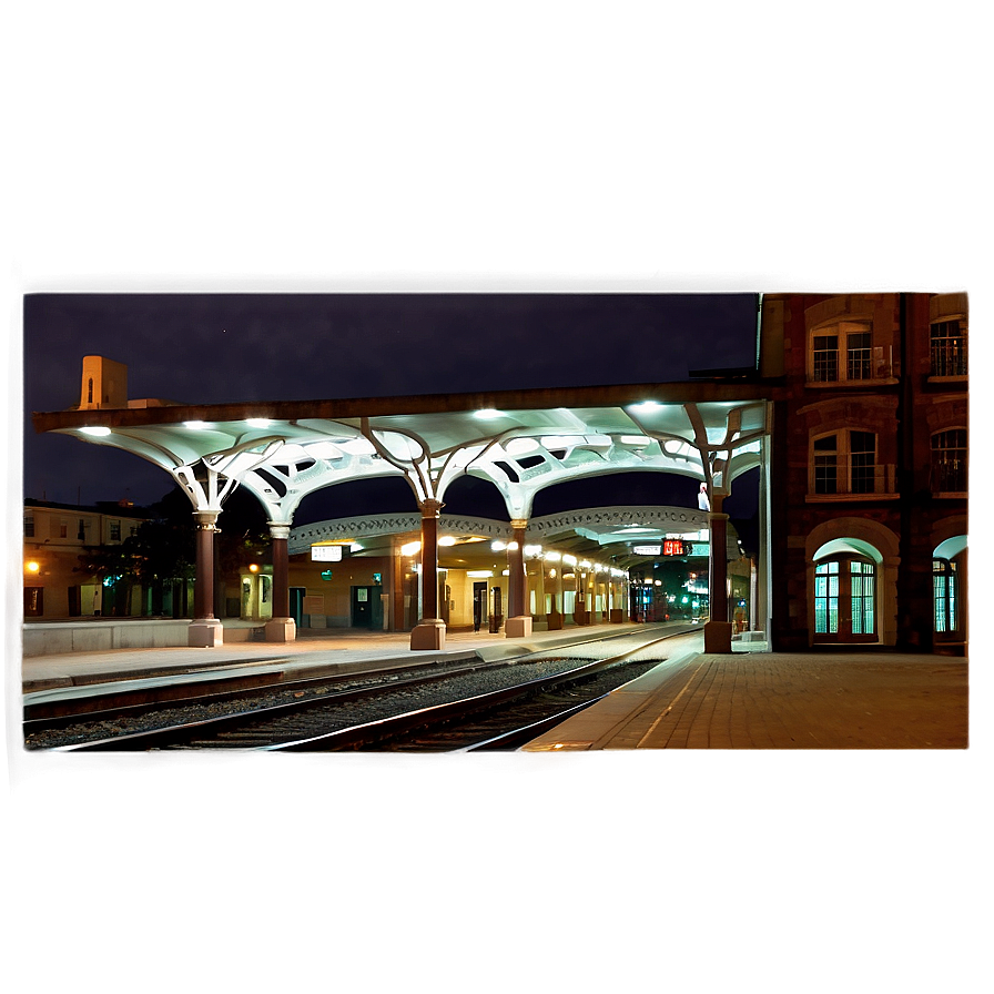 Train Station At Night With Lights Png Hbr PNG Image