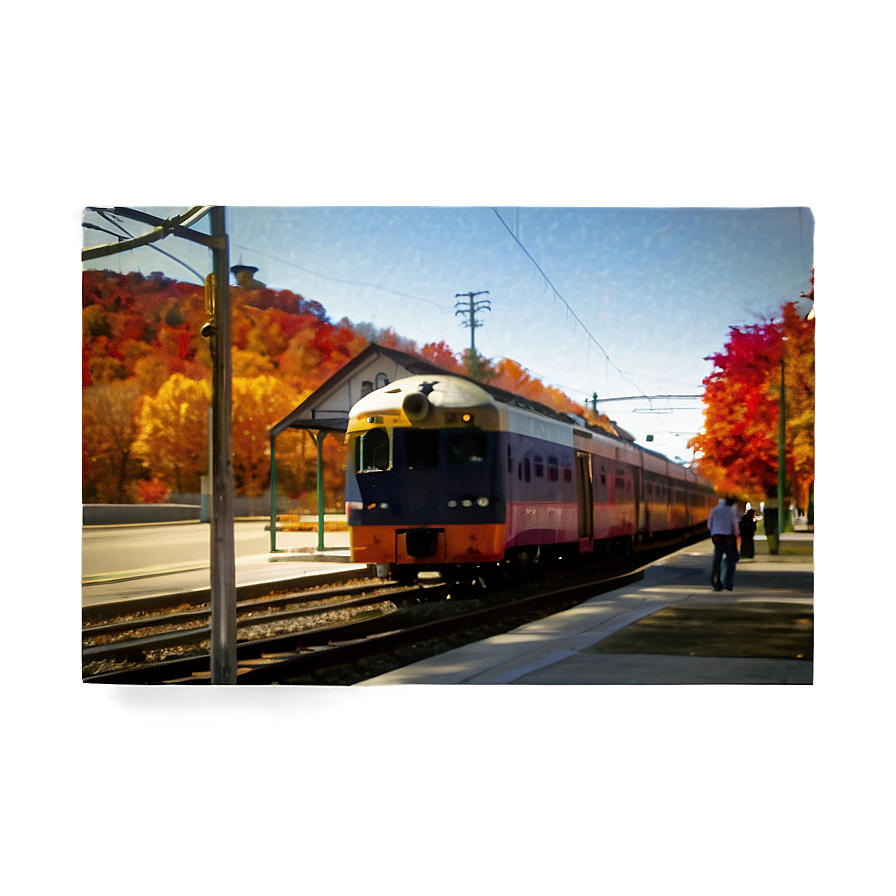 Train Station During Fall Png Cuj PNG Image