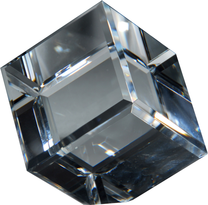 Transparent Crystal Cube Facets PNG Image