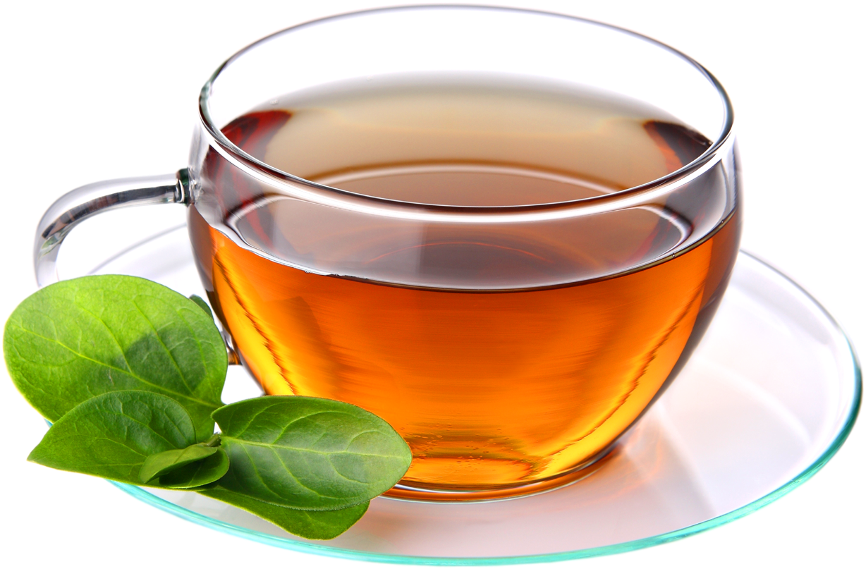 Transparent Tea Cup With Green Leaf PNG Image