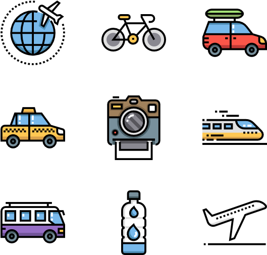 Travel_and_ Transportation_ Icons_ Set PNG Image