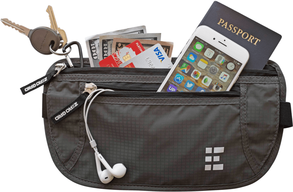 Travel Essentials Belt Bag PNG Image