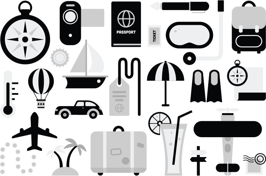 Travel Icons Set Vector Illustration PNG Image