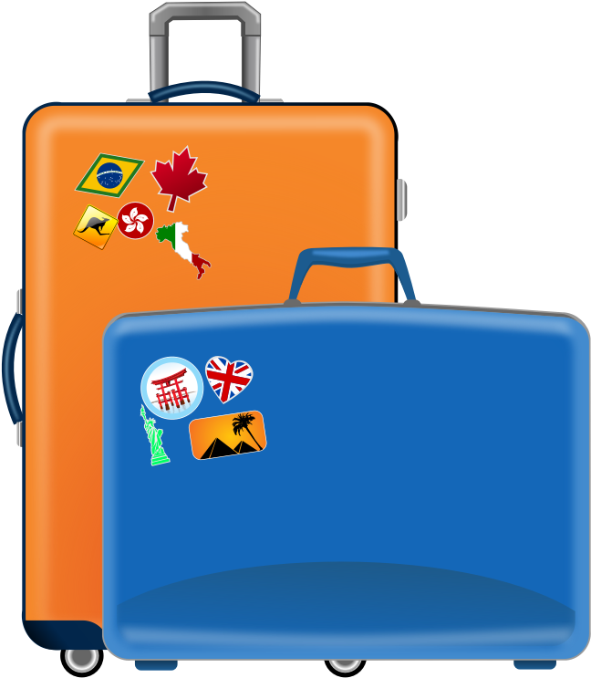 Travel Luggage With Stickers PNG Image